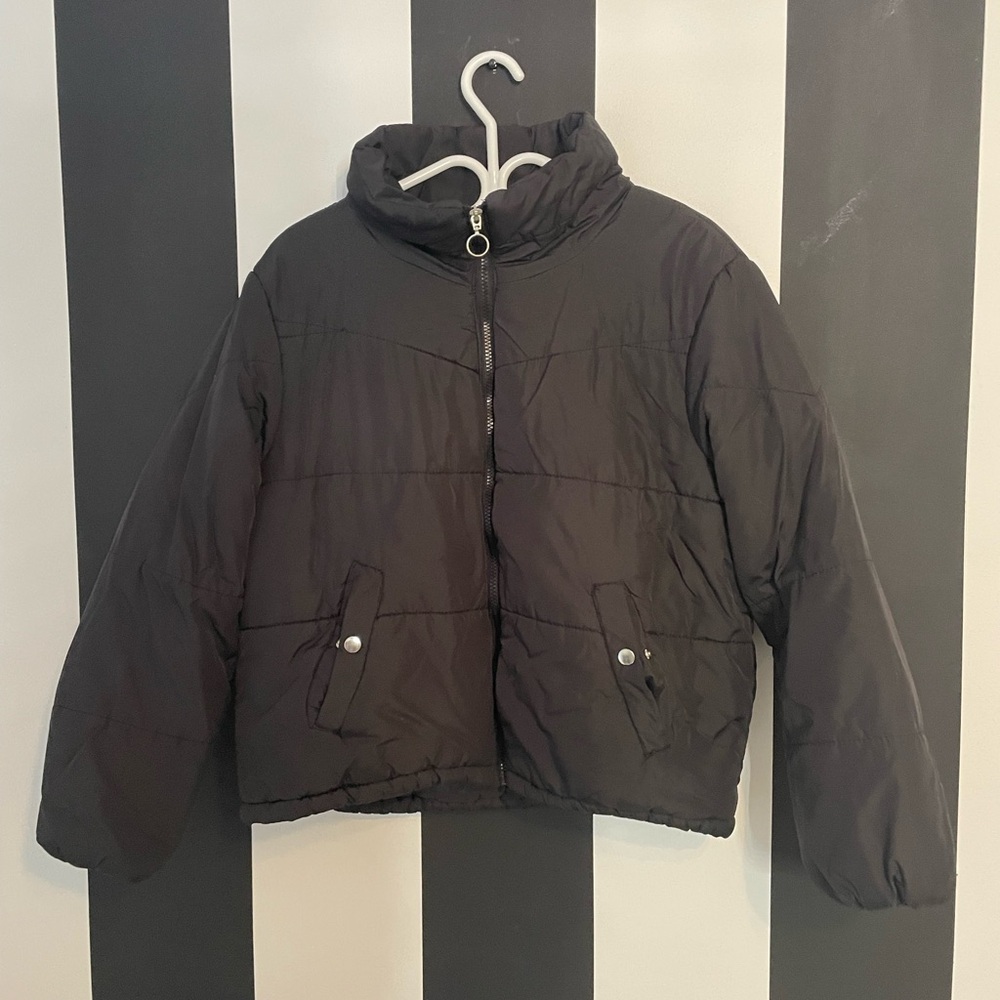 Black puffer coat